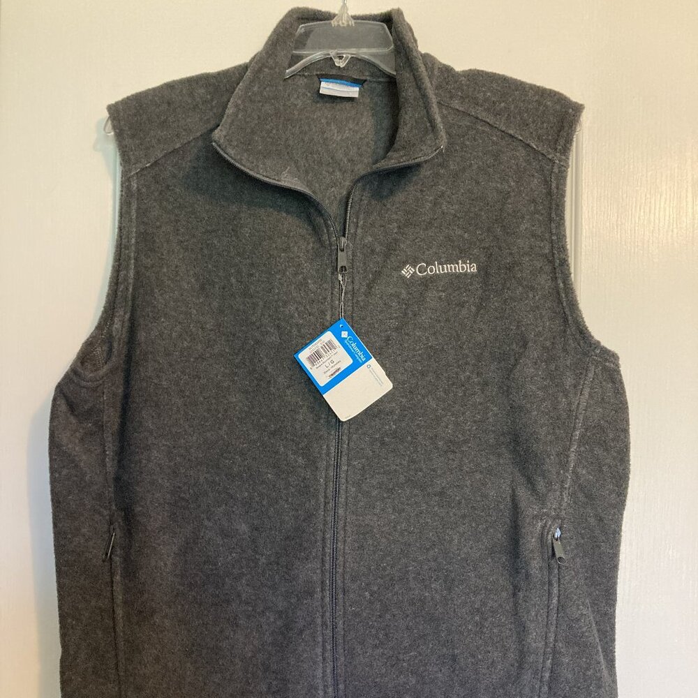Men's L Columbia Charcoal Gray Zip-up Vest NWT
